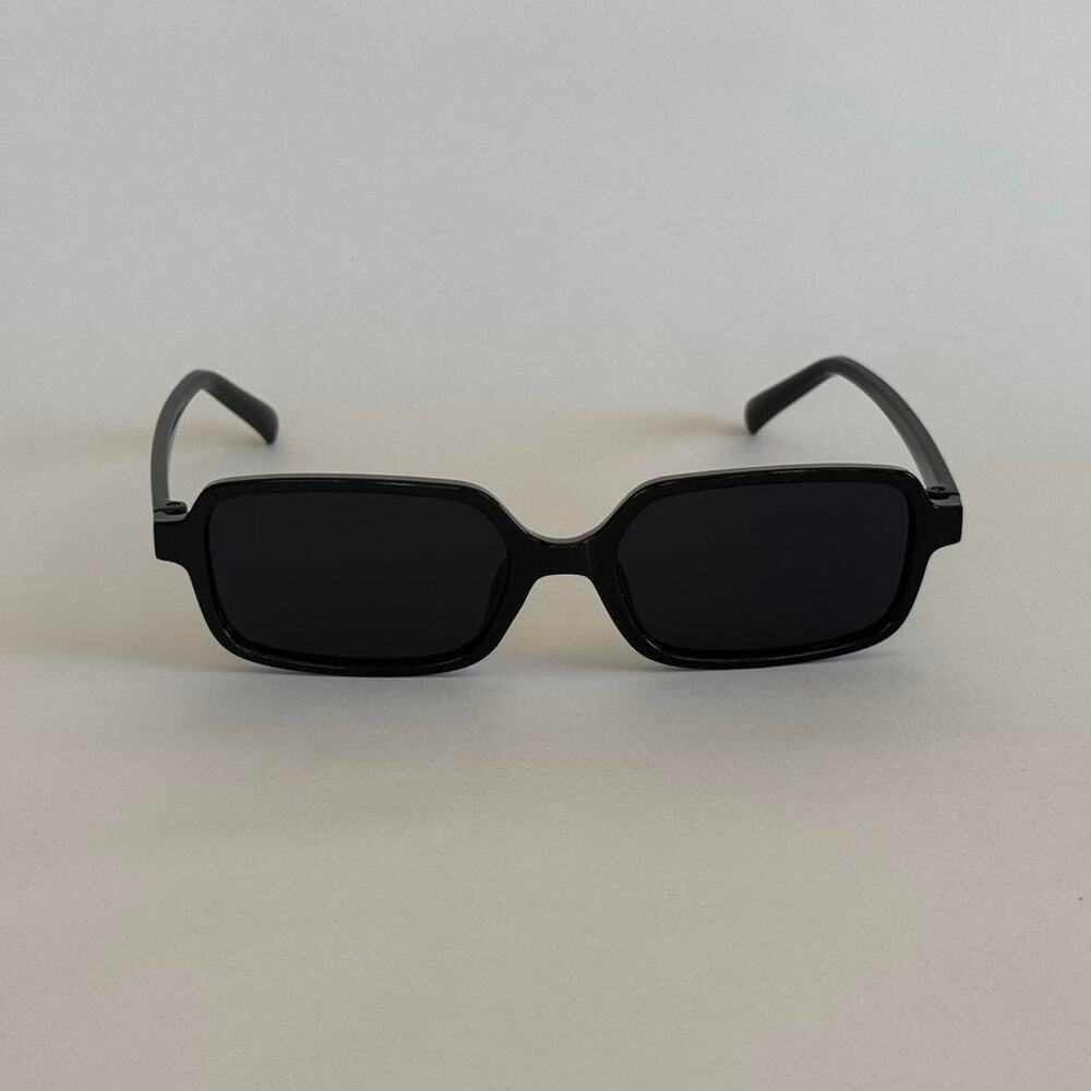 Y2K Black Rounded Square Sunglasses Unisex Clean Look UVA UVB
